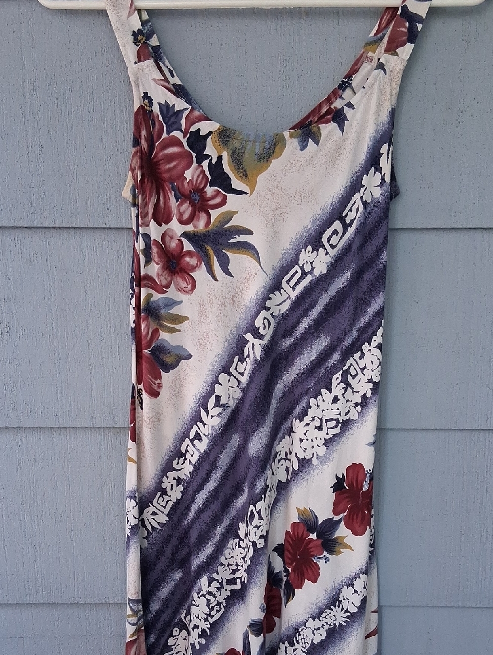 Vintage Hilo Hatties  Hawaiin Maxi Camisole Dress with Burgundy & Purple Floral